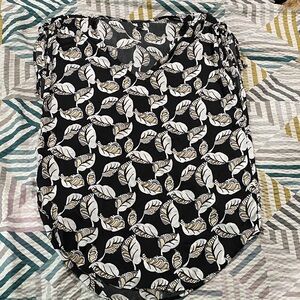 J. Crew Black Tunic with White and Gold Leaf Print